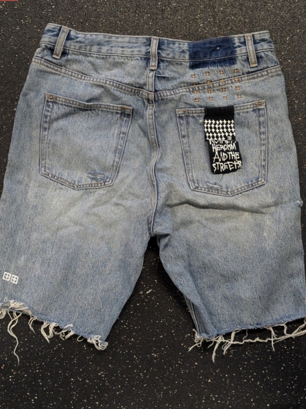 Ksubi Light Blue Distressed Denim Shorts